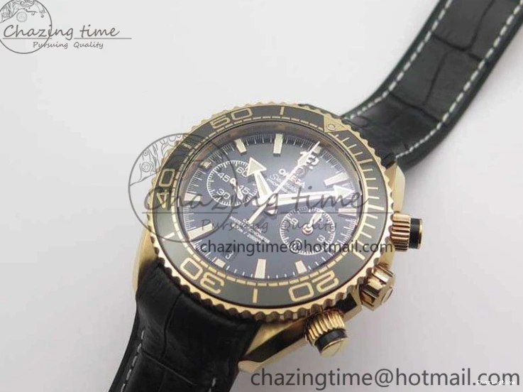 0515 Elegant Seamaster Pro Chrono RG OM Best Edition Black Ceramic Black Dial On Gummy Strap A 8128